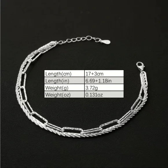 925 Silver and Diamond Double Chain Bracelet - Picture 4 of 4